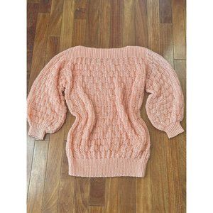 Vintage Rose Pink Pullover Sweater - Hand Made Cable Knit Valentines Spring S-L